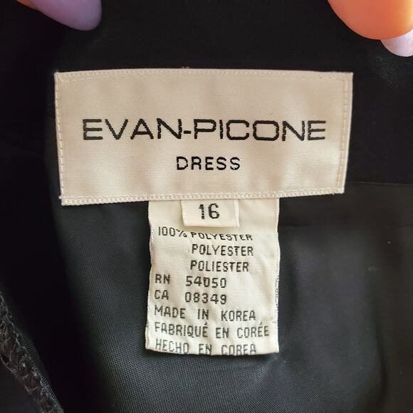 Evan Picone Vintage Black Button Sheath Dress 16 - Picture 7 of 8